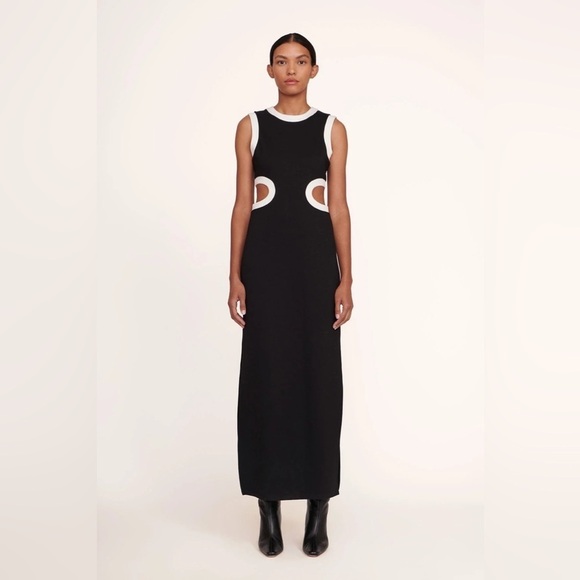 STAUD Dolce Midi Dress in Black XS - Picture 2 of 9